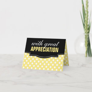Große Wertschätzung Gelber Polka Dot Danke Karte