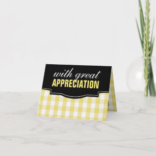 Große Wertschätzung Yellow Gingham Dankeschön Kart Dankeskarte