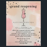 Große Wiedereröffnung Boutique Store Abstrakt Blus Flyer<br><div class="desc">Darstellung eines Kleidungsformulars auf einem abstrakten Hintergrund mit pfirsichrosa Farbschema. Personalisieren Sie den Text.</div>