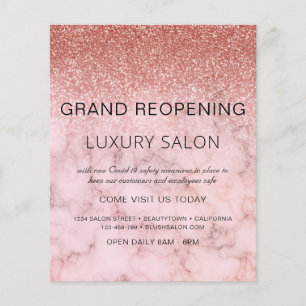 Große Wiedereröffnung Rose Gold Glitzer Salon Flyer