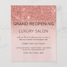 Große Wiedereröffnung Rose Gold Glitzer Salon Flyer