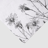 GROSSE Wildblume Dragonfly Decoupage Schwarz-weiß Seidenpapier (Detail)