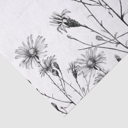 GROSSE Wildblume Dragonfly Decoupage Schwarz-weiß Seidenpapier (Detail)