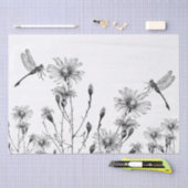 GROSSE Wildblume Dragonfly Decoupage Schwarz-weiß Seidenpapier (Handwerk)