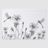 GROSSE Wildblume Dragonfly Decoupage Schwarz-weiß Seidenpapier (Vorderseite)