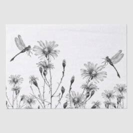 GROSSE Wildblume Dragonfly Decoupage Schwarz-weiß Seidenpapier