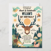 Große Wilde Camouflage Oh Deer Enck Jagd 1. Geburt Einladung (Vorderseite)