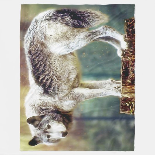 Große Wolf-Decke (S, M, L Größen) Fleecedecke (Vorderseite)