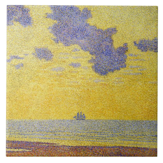 Große Wolken (Gelber Himmel) (Elegante Landschaft) Fliese (Vorderseite)