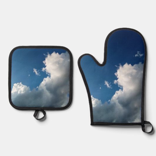 Große Wolkenecke Ofenhandschuh & Topflappen-Set (Vorderseite)