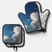 Große Wolkenecke Ofenhandschuh & Topflappen-Set (Vorderseite/Rückseite)