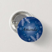 Große wunderschöne Weihnachtsblauer Silber SNowfla Button (Vorne & Hinten)