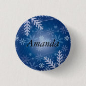 Große wunderschöne Weihnachtsblauer Silber SNowfla Button (Vorderseite)
