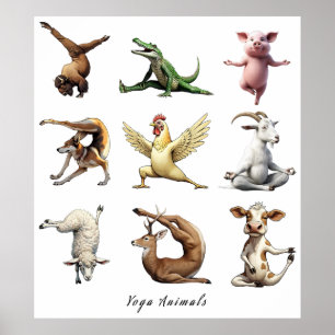 Große Yoga-Tiere drucken Poster