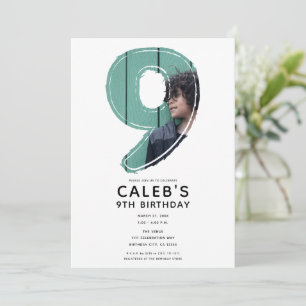 Große Zahl 9 Neun Foto 9. Geburtstagsfeier Einladung