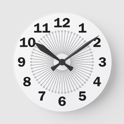 große Zahlen Kreis Stick Sekunden Runde Wanduhr (Vorderseite)