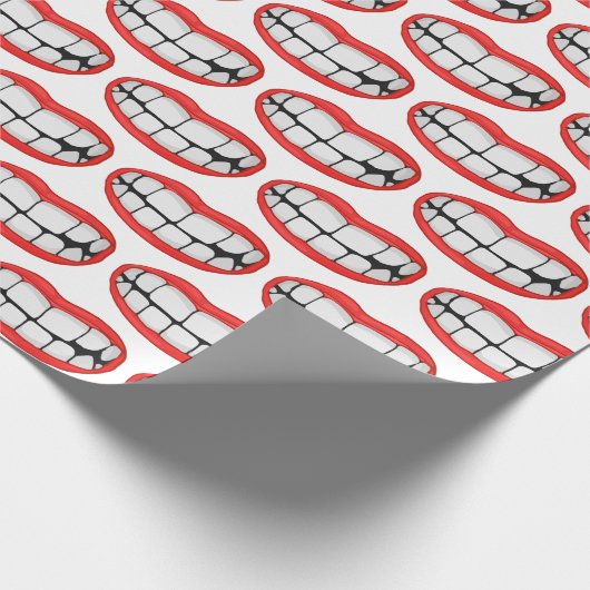Große Zähne mit rotem Lippenstift Geschenkpapier (Ecke)
