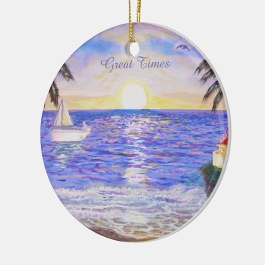 Große Zeiten am Strand Keramik Ornament (Links)