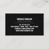 Große Zelte, Eigentümer des Ferienparks, Manager Visitenkarte (Rückseite)