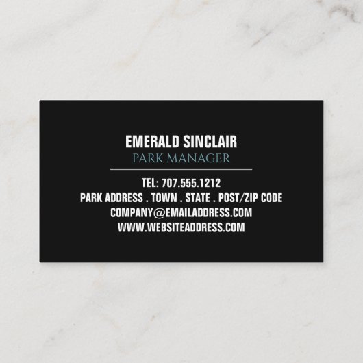 Große Zelte, Eigentümer des Ferienparks, Manager Visitenkarte (Rückseite)