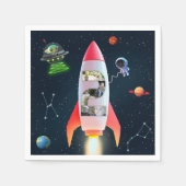 Große zwei FotoCollage | 2. Geburtstagsraketenraum Serviette (Vorderseite)