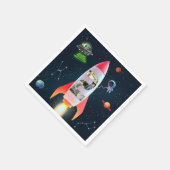 Große zwei FotoCollage | 2. Geburtstagsraketenraum Serviette (Ecke)
