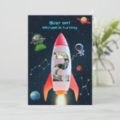Große zwei FotoCollage | Rocket Space 2. Geburtsta Einladung (Stehend Vorderseite)