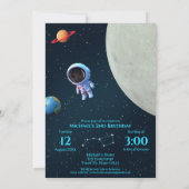 Große zwei FotoCollage | Rocket Space 2. Geburtsta Einladung (Rückseite)