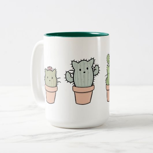 Große Zwei-Ton Catcus Familien-Tasse Zweifarbige Tasse (Vorderseite Links)