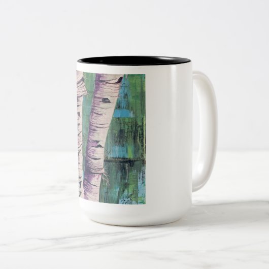 Große zweifarbige Tasse Abstrakter Birkenbaumen (VorderseiteRechts)