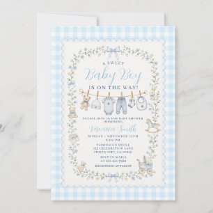 Großelterliche Babysachenleine Jungen-Baby-Party Einladung