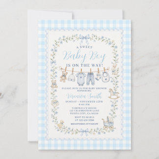 Großelterliche Babysachenleine Jungen-Baby-Party Einladung