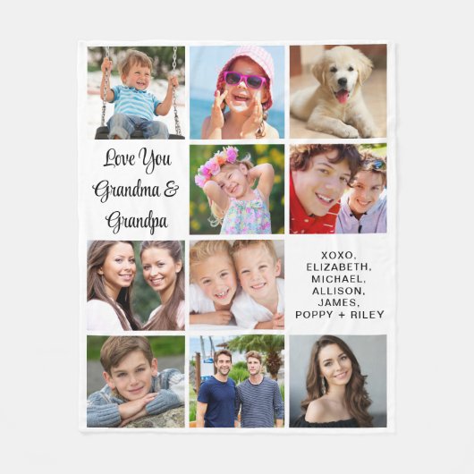 Großeltern 10 FotoCollage Fleecedecke (Vorderseite)