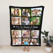 Großeltern 12 Foto Collage Black Fleecedecke