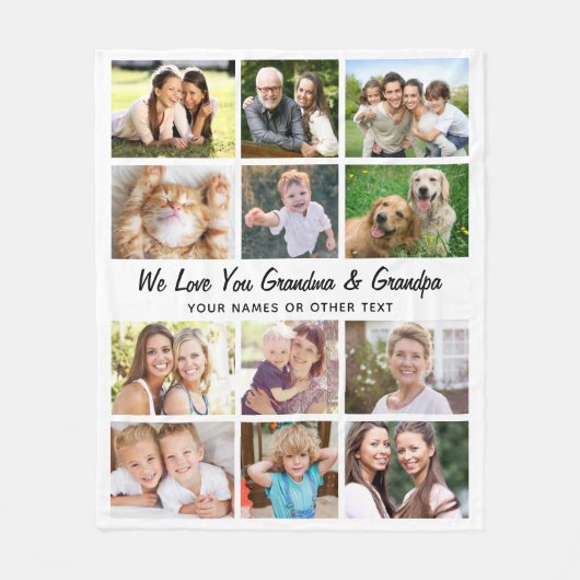Großeltern 12 FotoCollage Fleecedecke (Vorderseite)