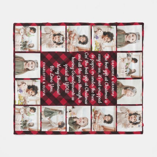 Großeltern 14 Foto Rotes Buffalo Karierte Weihnach Fleecedecke (Vorderseite (Horizontal))