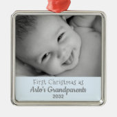 Großeltern 1 Foto Personalisierter Weihnachtsname Ornament Aus Metall (Vorne)