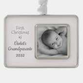 Großeltern 1 Foto Personalisierter Weihnachtsname Rahmen-Ornament Silber (Vorderseite)