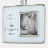 Großeltern 1 Foto Personalisierter Weihnachtsname Rahmen-Ornament Silber (Links)