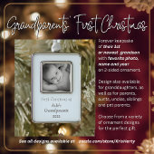 Großeltern 1 Foto Personalisierter Weihnachtsname Rahmen-Ornament Silber