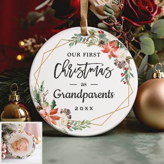 Großeltern 1. Geometrisches Foto der Weihnachtszei Ornament