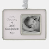 Großeltern 1. Personalisiertes Foto Weihnachten Na Rahmen-Ornament Silber (Vorderseite)