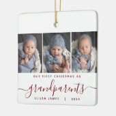 Großeltern 1. Weihnachts 3. Foto Burgundy Script Keramikornament (Links)