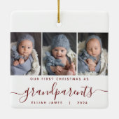 Großeltern 1. Weihnachts 3. Foto Burgundy Script Keramikornament (Rückseite)