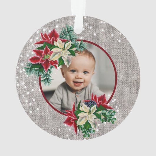 Großeltern 1. Weihnachts-Poinsettia-Foto Ornament (Rückseite)