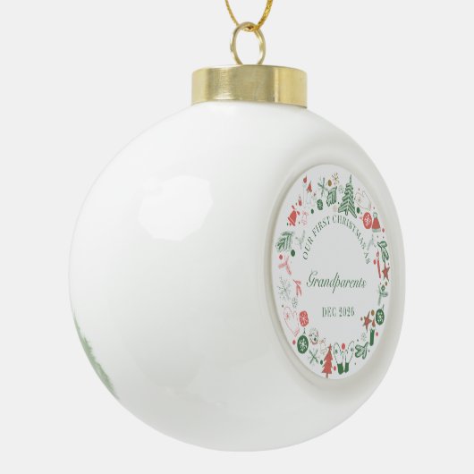 Großeltern 1. Weihnachtsbaum Gloves Muster Keramik Kugel-Ornament (Links)