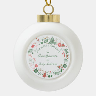 Großeltern 1. Weihnachtsbaum Gloves Muster Keramik Kugel-Ornament