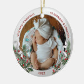 Großeltern 1. Weihnachtsklassiker Silberrahmen Keramik Ornament (Links)
