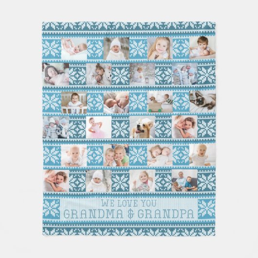 Großeltern 24 Foto Nordic Snowflake Sweater Fleecedecke (Vorderseite)