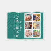 Großeltern 6 FotoCollage Personalisiert Aquamarin Fleecedecke (Vorderseite (Horizontal))